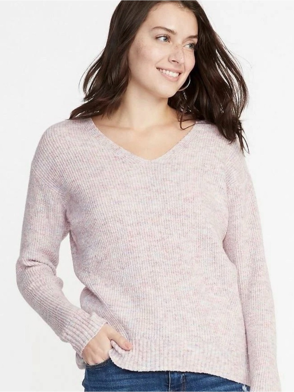 Old Navy Light Pink V-Neck Pullover Sweater